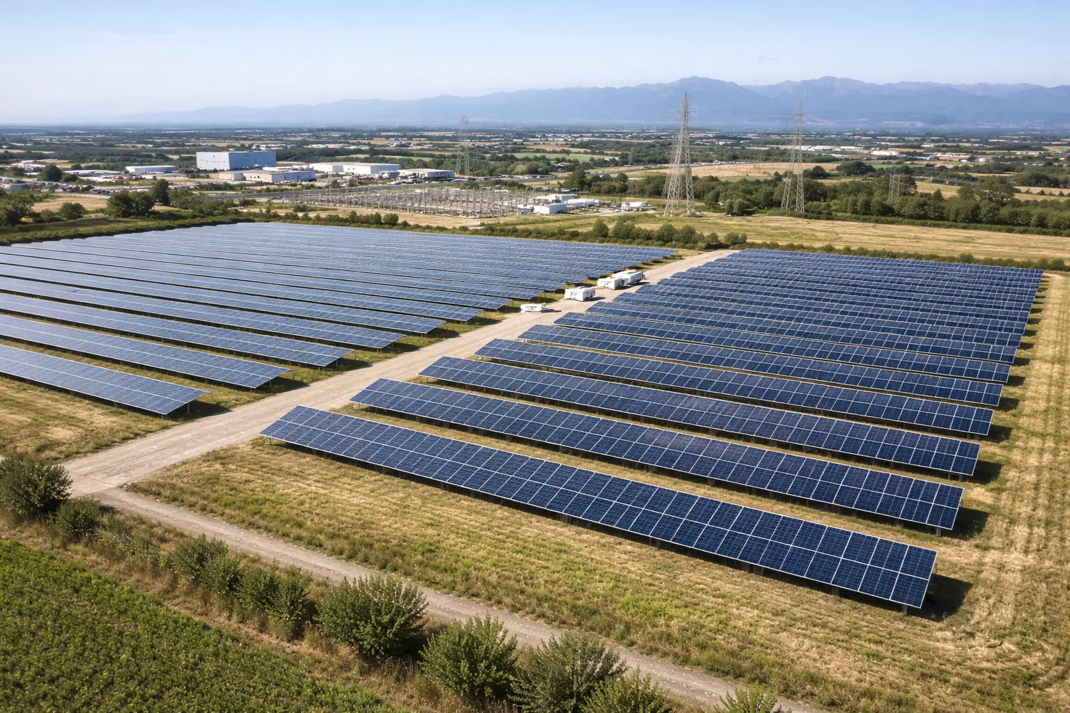 Impianto fotovoltaico a terra su terreno in pianura