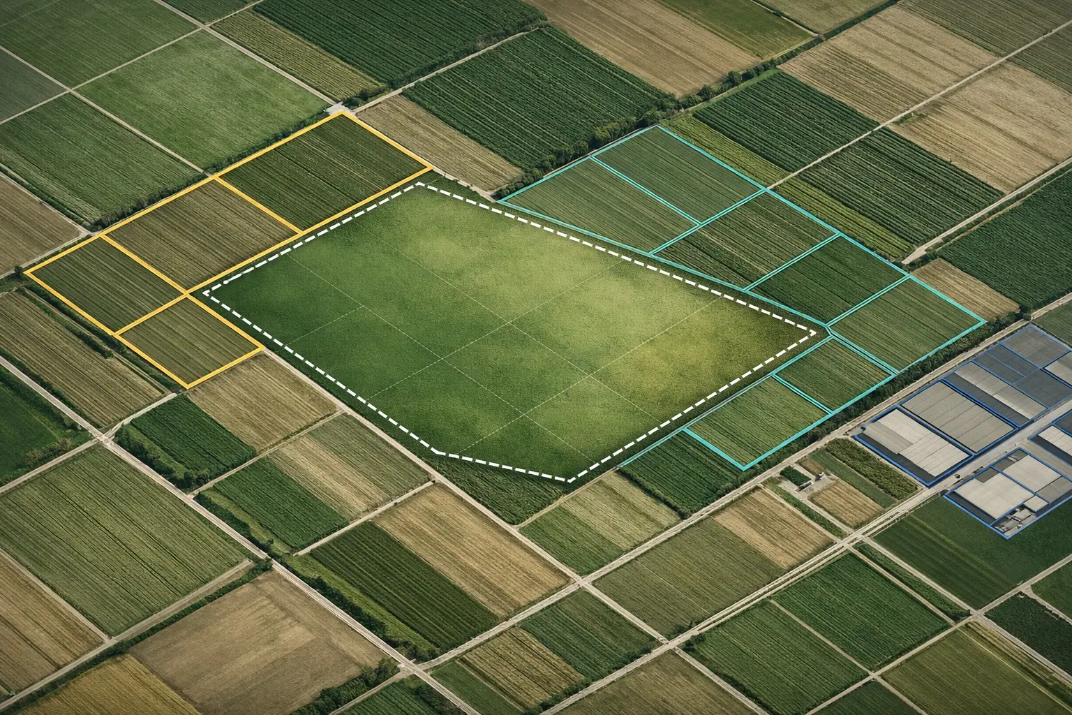 Particelle catastali evidenziate per la costituzione del diritto di superficie